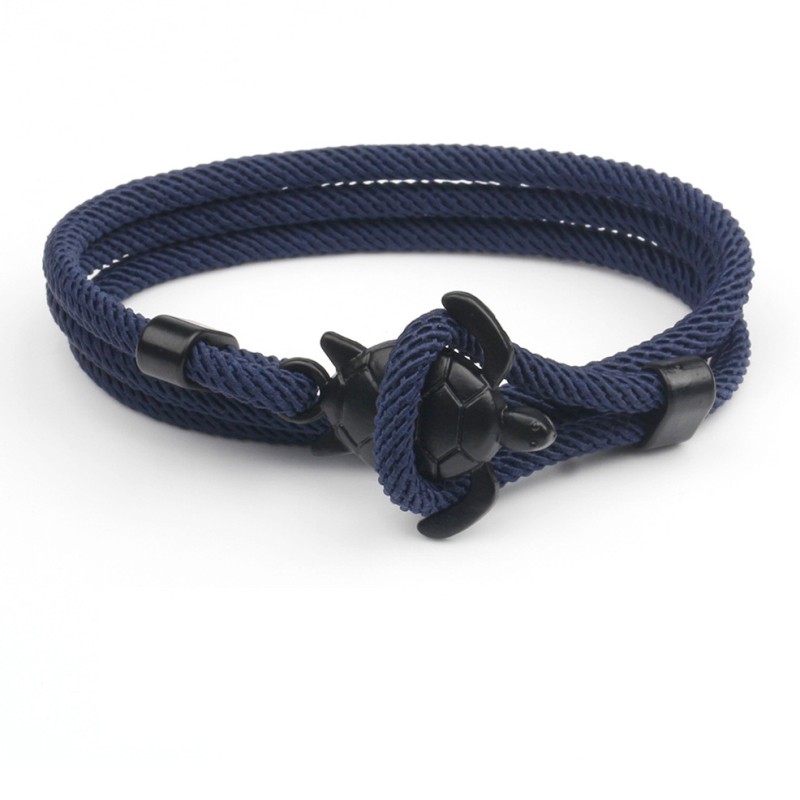 High Quality Layered Hand Knitting Simple Milan Line Sea Turtle Charm Bracelet-image-729640017