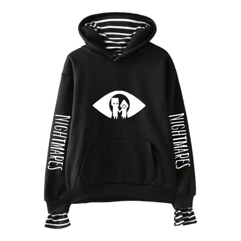 

Men's Hoodies & Sweatshirts 2021 Little Nightmares Fake Two Piece Women Pullovers Long Sleeve Harajuku Streetwear Oversized Clothes, Black