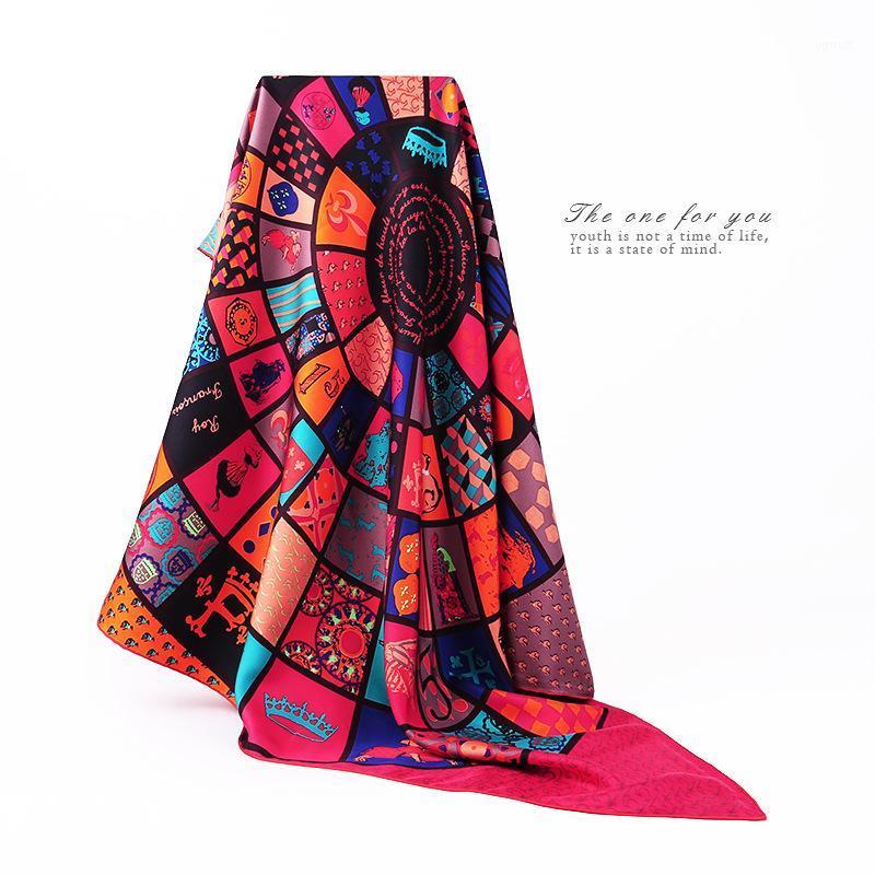 

Scarves 16mm Top Grade 100% Silk Scarf Women Luxury Design Head Scarfs Hijab Large Square Shawl Cape 108*108cm, Blue;gray