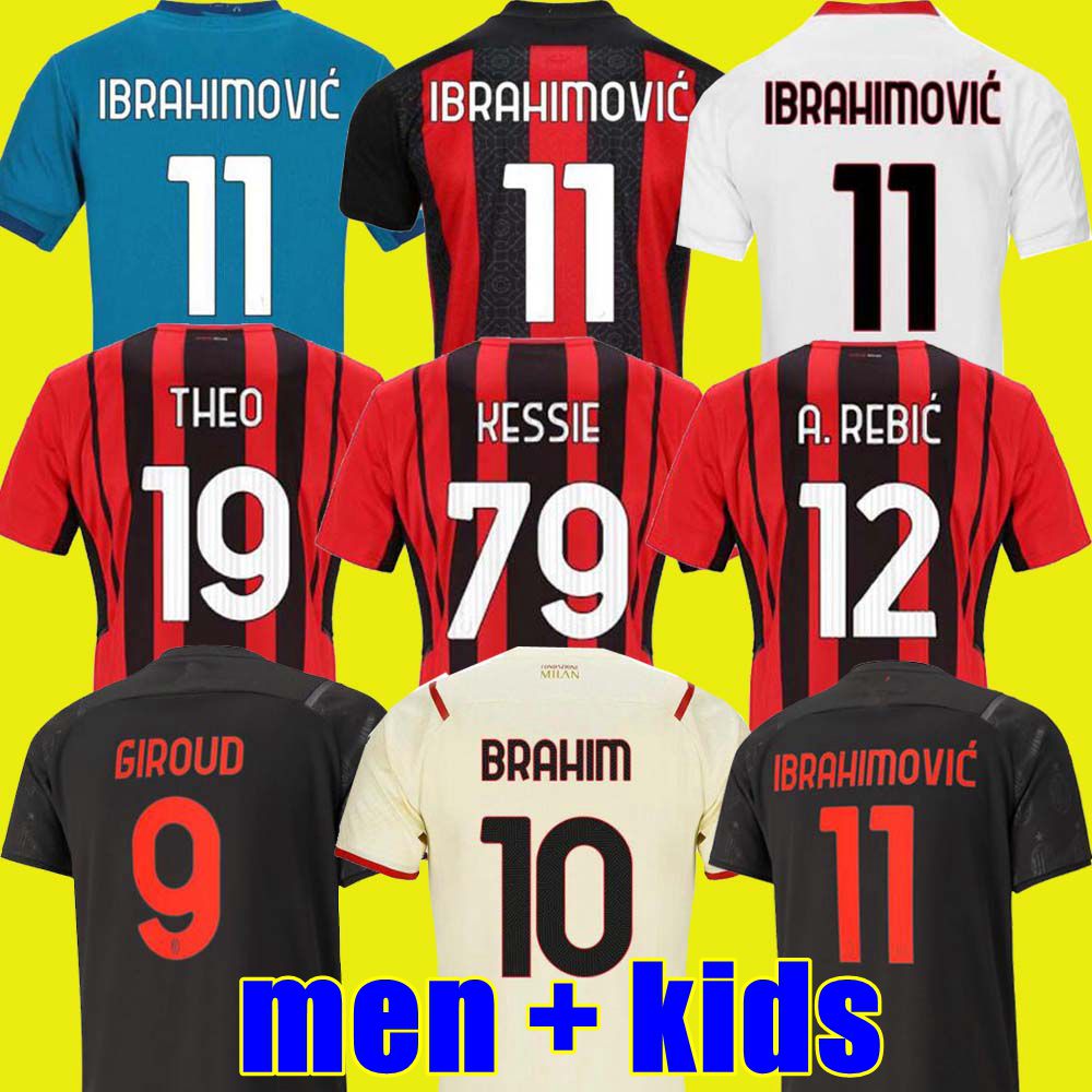 

21 22 GIROUD milan soccer jersey away Fans Player MAIGNAN IBRAHIMOVIC KESSIE football shirt 2021 2022 TONALI BENNACER REBIC Camiseta de futbol KJÆR ac THEO BRAHIM, Home adult