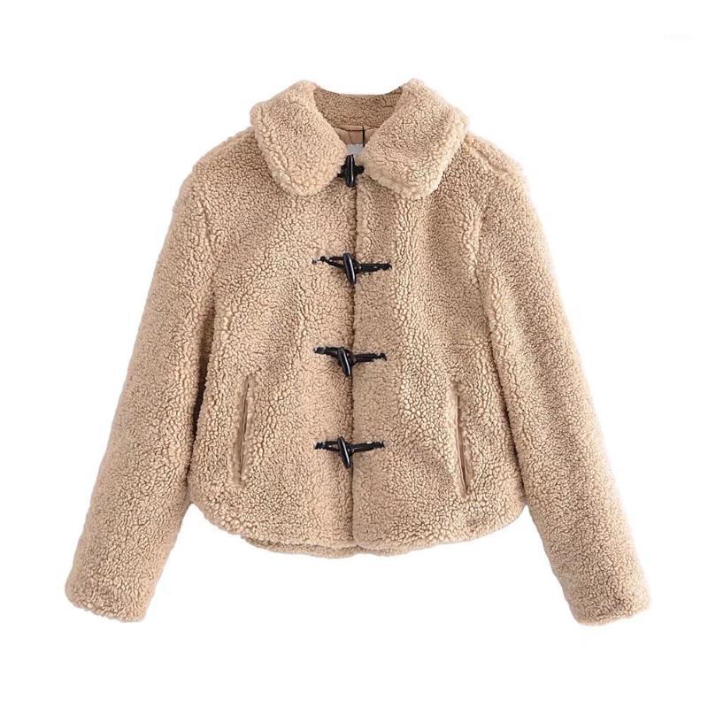 

Women's Jackets Willshela Women Fashion Faux Shearling Jacket Long Sleeves Lapel Collar Front Pockets Toggle Fasteners Casual Woman Coat, Black;brown