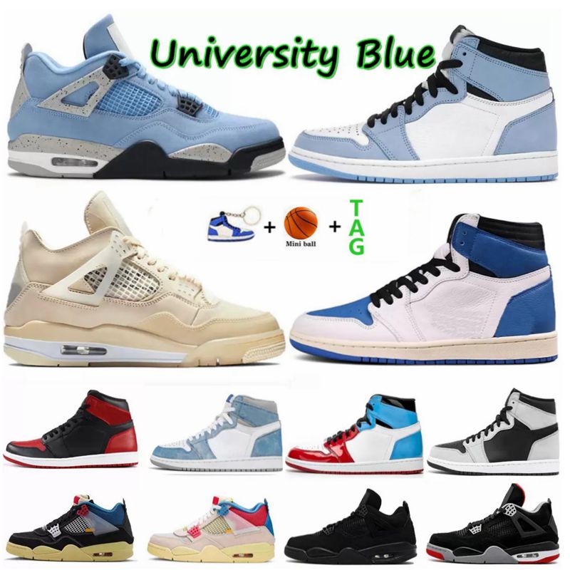 

1 1s University Blue Shoes Obsidian Silver Toe Black Cat 4s White Sail Men Basketball Shoe Hyper Royal Bred Women sneaker trainer, 39
