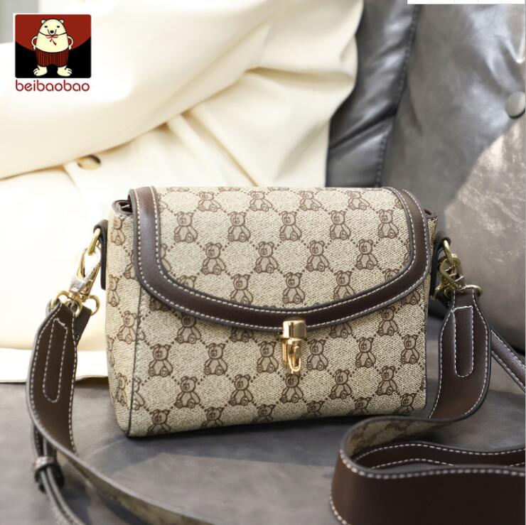 

Factory wholesale women brand shoulder bag high quality leather handbags simple hasp printed messenger bags sweet and cute cartoon fashion handbag
