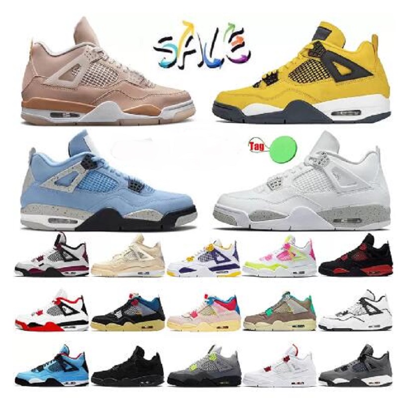

shoe trainer Jumpman 4 4s Taupe Haze Mens Womens Basketball Shoes Infrared University Blue Black Cat Desert Moss Trainers Red Thunder White Oreo Sail Sneakers, # 42
