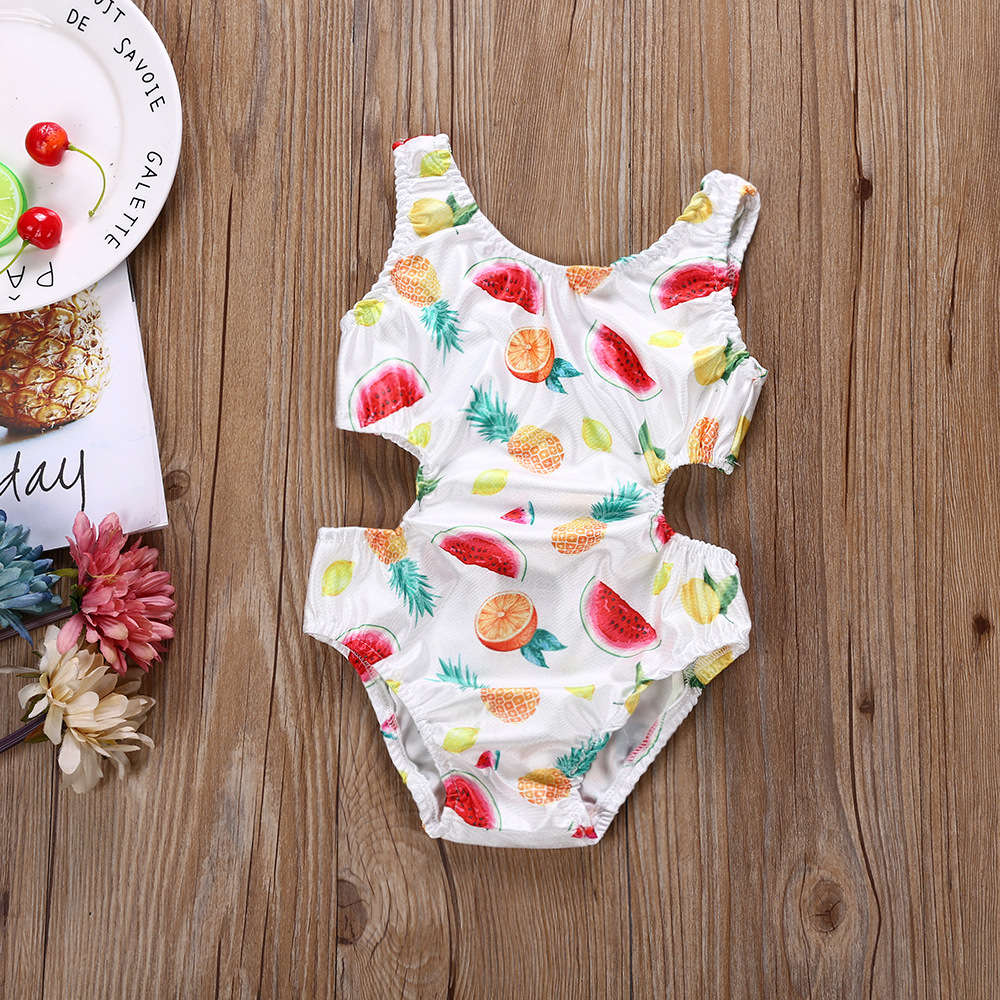 

Fashion girl's fruit printed one piece swimsuit, Blue