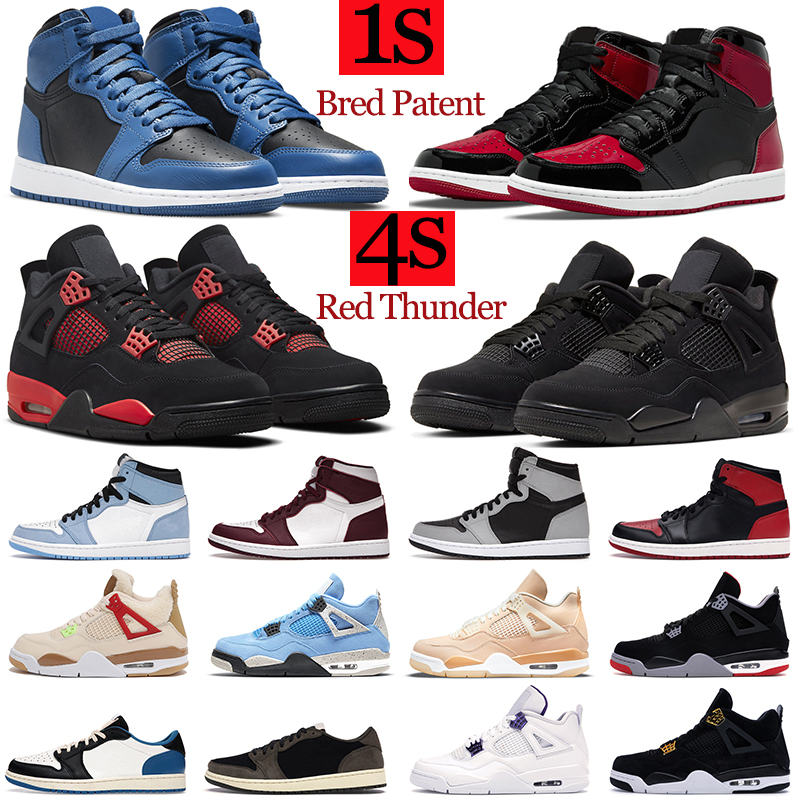 

Red Thunder 4s Men Basketball Shoes 1s Bred Patent Bordeaux Shadow University Blue 4 Black Cat Shimmer Mens Trainers Fashion Sports Sneakers Outdoor, 12s indigo