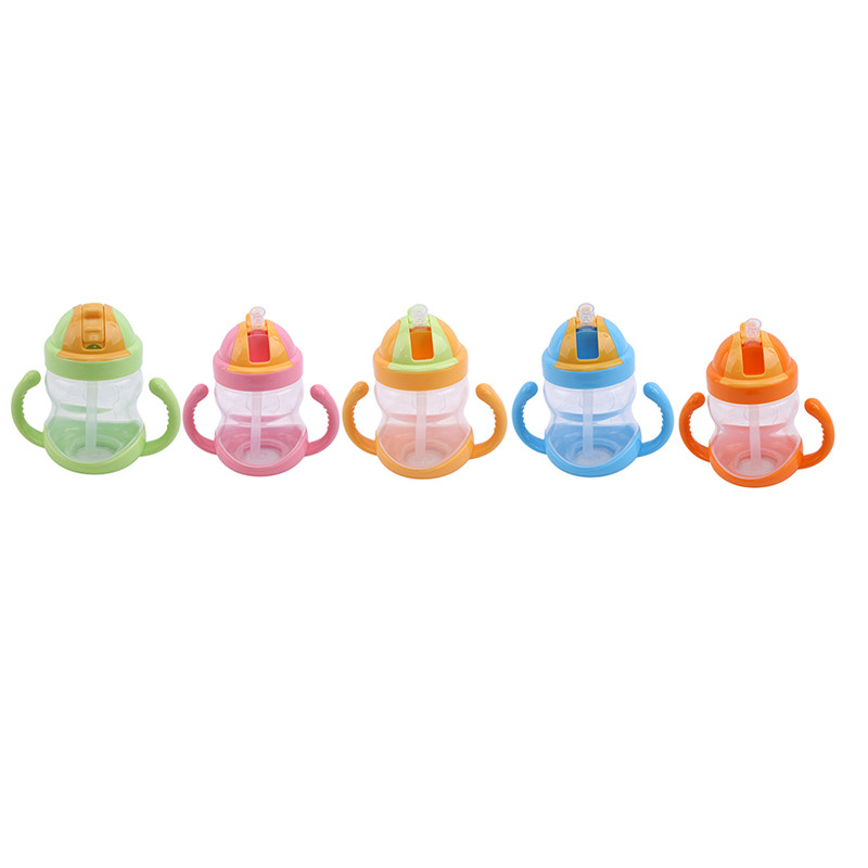 

280ml Baby Training Drinking Cup Horn Handle Shape Children Kettle Sippy Cup PP Waterproof Training Cup Bottle