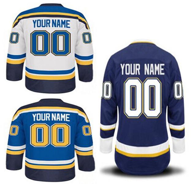 

Men's Womens Youth St. Louis Blues Custom Hockey Jersey Personalized Stitched Ice hockey Jerseys Navy Blue White M to XXXL, Mens