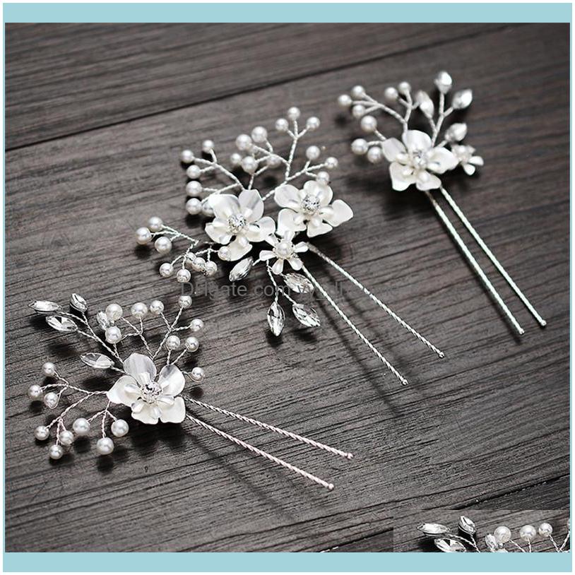 

Jewelryhandmade Sier Color Floral Wedding Pins Hair Clips Pearls Bridal Jewelry Women Crystal Headpiece & Barrettes Drop Delivery 2021 Axhe0