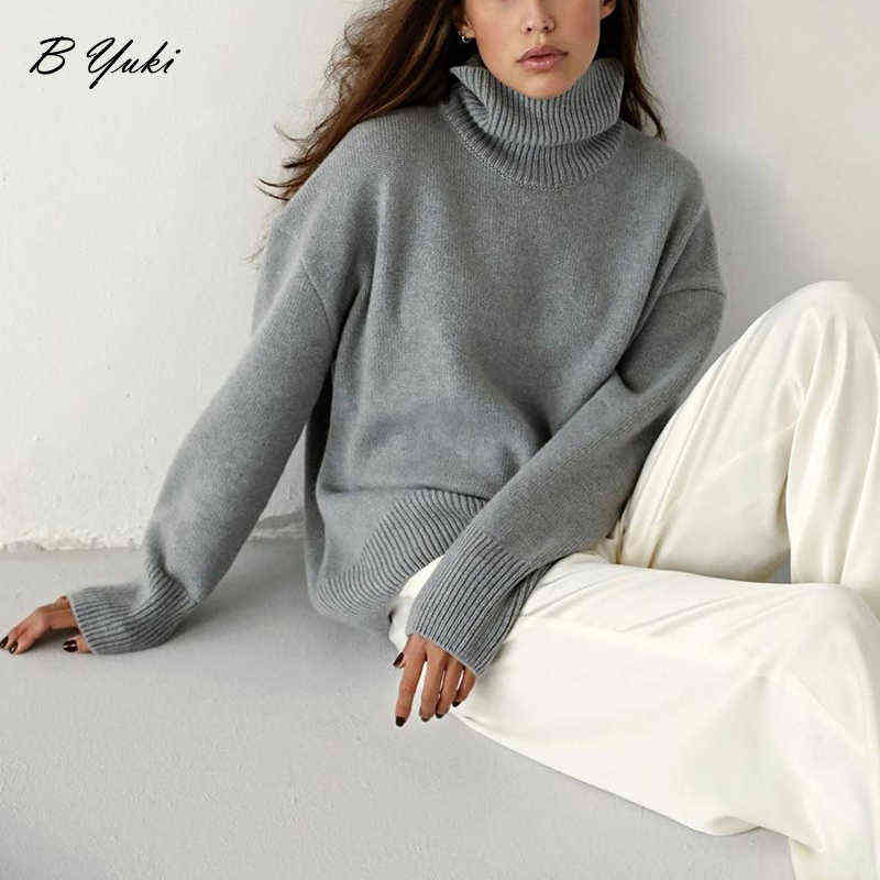 

Blessyuki Winter Oversized Turtleneck Knitted Cashmere Sweater Female Solid Casual Long Sleeve Pullovers Women Warm Jumper New Y1110, Beige