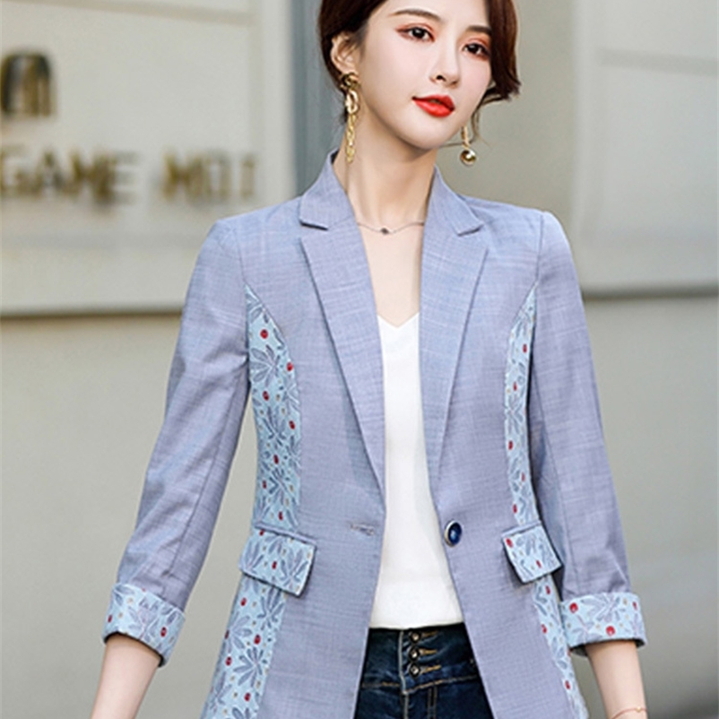 

LDYRWQY summer casual temperament slim three-quarter sleeves one-button suit Office Lady 210603, Black