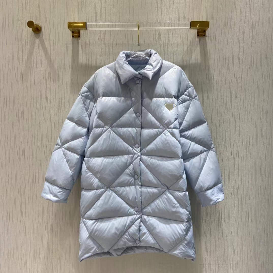 Milan Runway Down & Parkas 2021 Winter Lapel Neck Long Panelled Women's Coats Designer Brand Same Style Outerwear 1023-2
