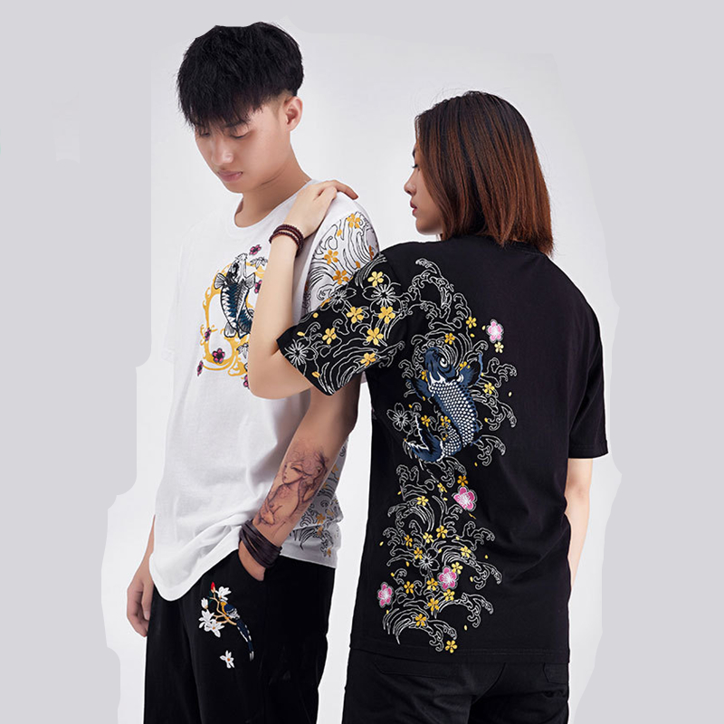 

O-Neck Tees Punk Funk Rock Women's T-Shirt Harajuku Embroidery Baseball Uniform Unisex Fashion Vintage Shirt Female Trend Size -4XL, White