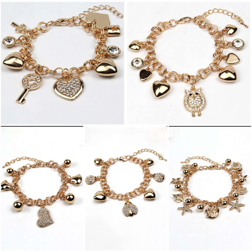 

,bracelet DIY animal insect Bracelet Fashion Gold peach heart o crystal bracelet straight women's jewelry, Golden;silver