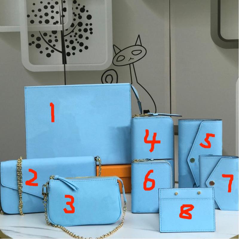 

Chain Messenger Bag Shoulder Wallets Cards Bags Patchwork Letter Printing Hasp Genuine Leather High Quality Women Crossbody Purse Box Three Color, Blue