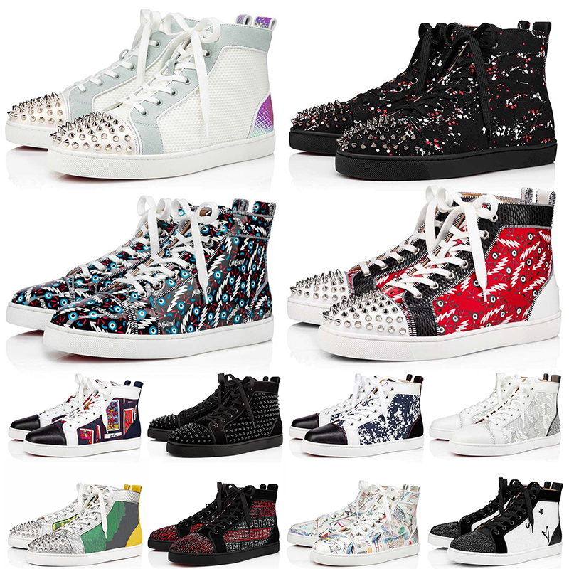 

Red Bottoms Shoes Platform Luxurys Designers Sneakers Louboutins Studded Spikes All Black loafers Vintage Mens Womens Trainers Bottom Luxury flats Casual, Number.1