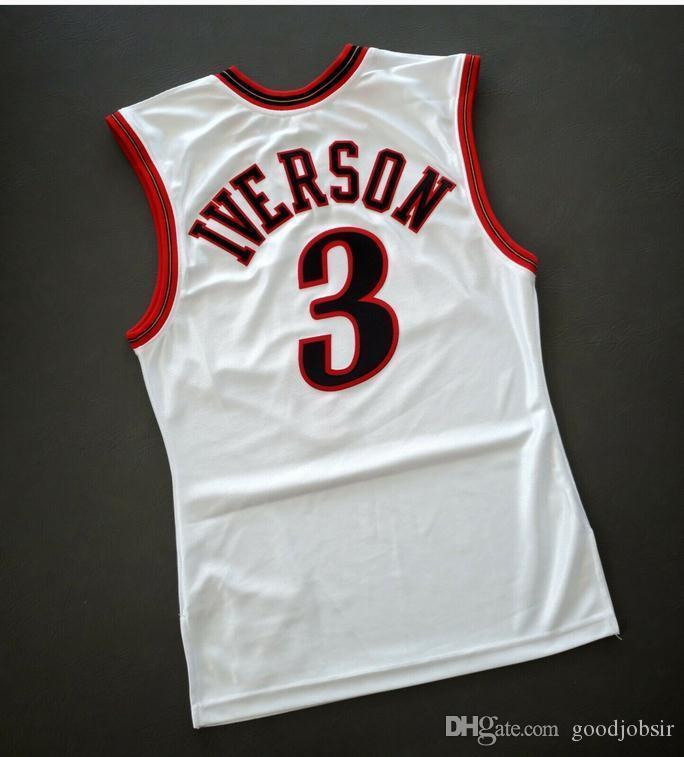 

Custom Men Youth women Vintage Allen Iverson Mitchell Ness 2001 College Basketball Jersey Size S-6XL or custom any name or number jersey, White women s-2xl