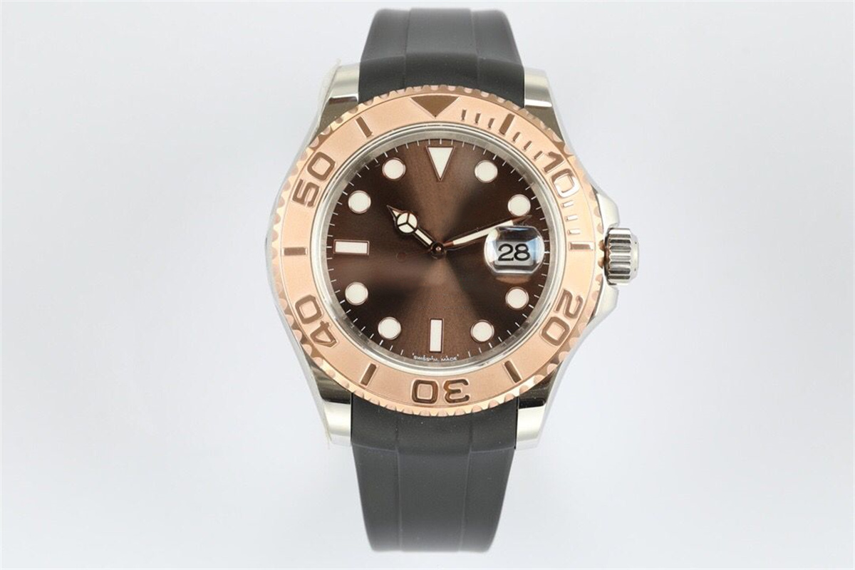 

Men's wrist watch 316L fine steel shell ceramic ring comfortable rubber strap safety buckle sapphire glass (super waterproof) diameter 40mm, Single row non delivery