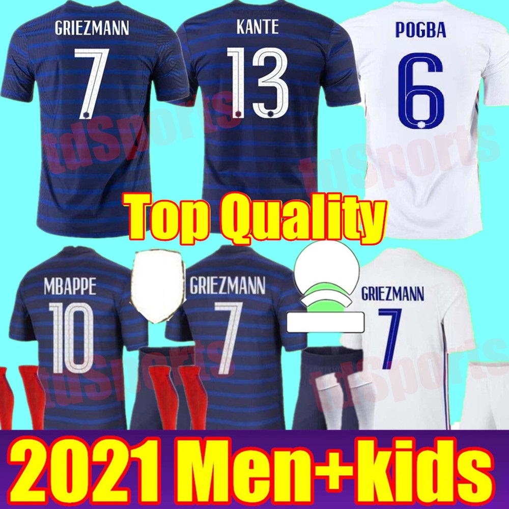 

2021 Men Women Kids kit France Soccer Jerseys LE SOMMER HENRY KYLIAN MBAPPE ANTOINE GRIEZMANN PAUL POGBA GIROUD ZIDANE KANTE LLORIS Football Kits, Adult home