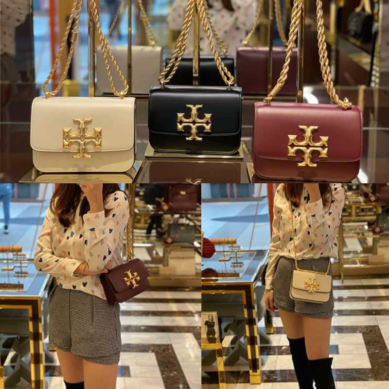 

New Tory women's TB large standard organ cowhide chain One Shoulder Messenger Handbag, Black