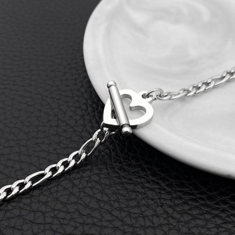 

Pendant Necklaces Heart Necklace For Women Chain Chokers On The Neck OT Buckle Lock Plum Blossom Stainless Steel Jewellery 2021