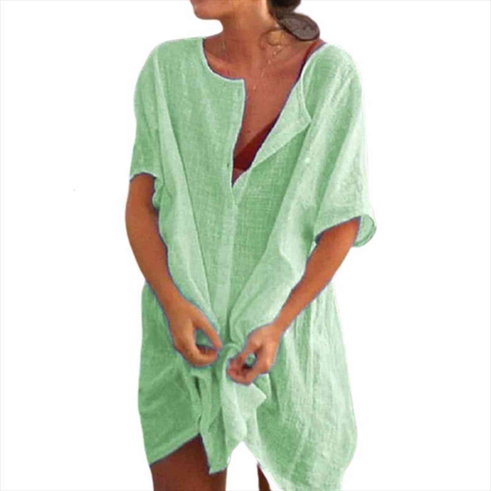 

plus size s 8xl womens shirts summer short sleeve solid loose long style shirt beach ladies casual blouse sj3047m, White