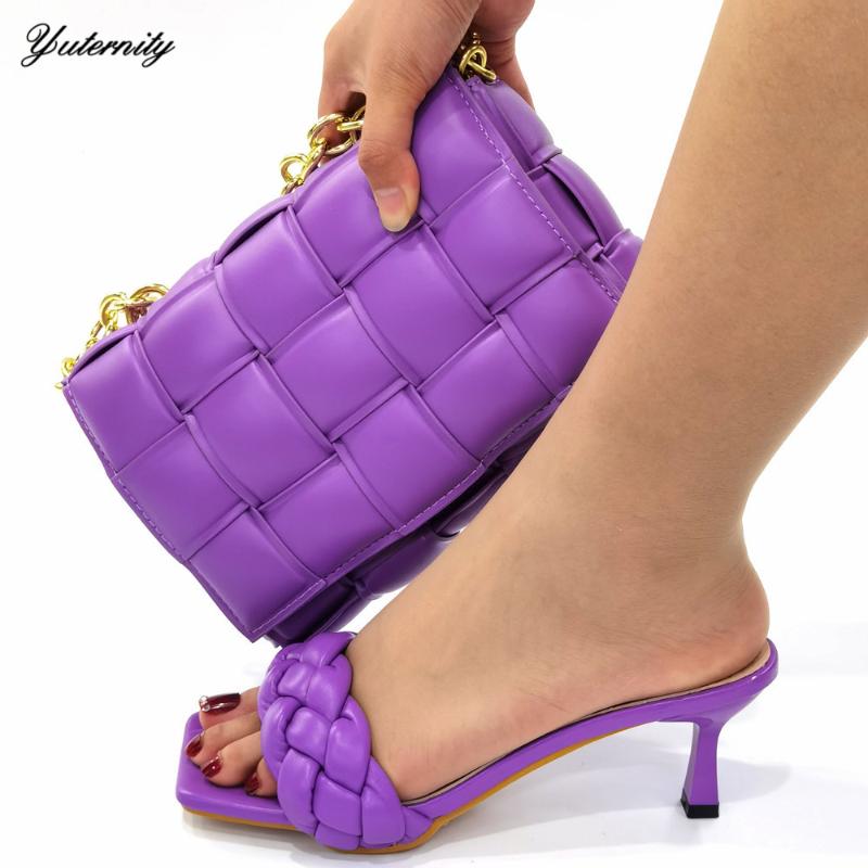 

Dress Shoes Arrival Purple Color Woman And Bag To Match Set For Party Fashion Elegant Pumps On Stock, Black