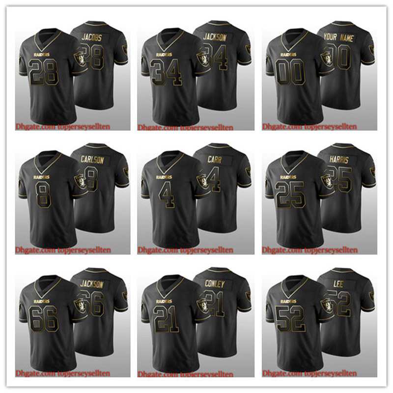 

2021 Las VegasRaidersMEN WOMEN YOUTH Derek Carr Rod Smith Josh Jacobs Black Golden Edition football Jersey, Black;red