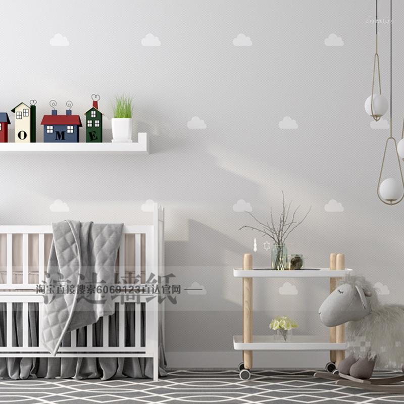 

Wallpapers Modern Brief Nordic INS Non Woven Sky And Clouds Wall Paper Living Room Bedroom Wallpaper Background Gray Blue Pink