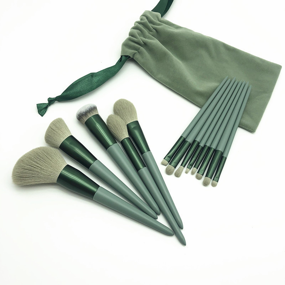 

Makeup brushes set-The Matcha green 13pcs cosmestic brushes-foundation&powder&blush fiber beauty pens-make up tool for girls