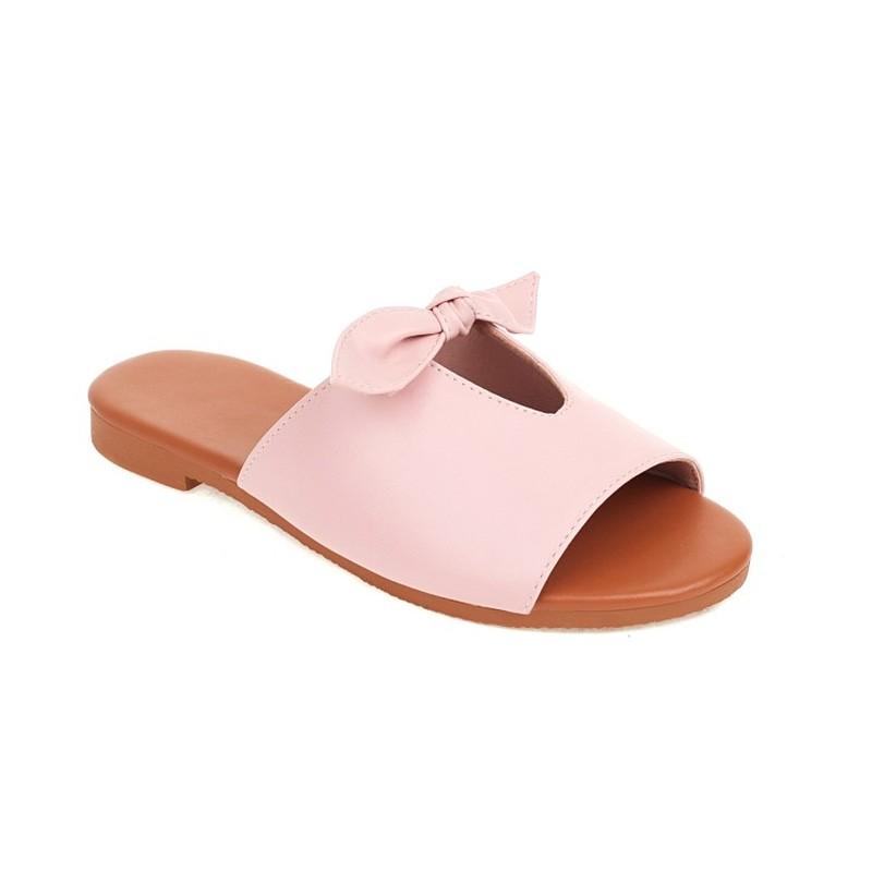 

Slippers Women's Sandals 2021 Summer Rome Fashion Flat Shoes Bowknot Casual Flip Flop Flats Female Outdoor For Women, Pink
