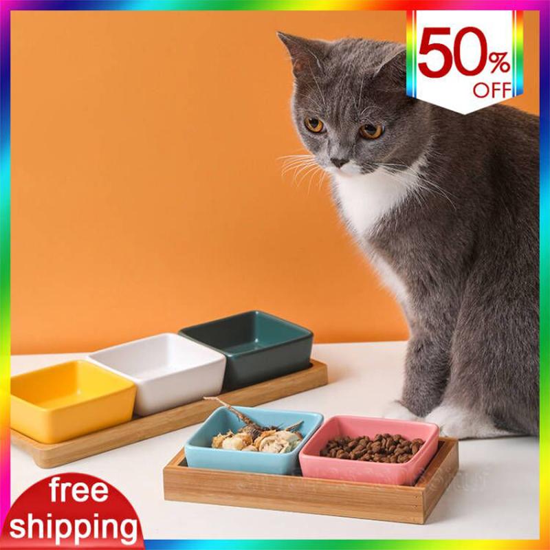 

Cat Bowls & Feeders Bowl Square And Drinkers Ceramic Feeder Food Dog Pet Accessories