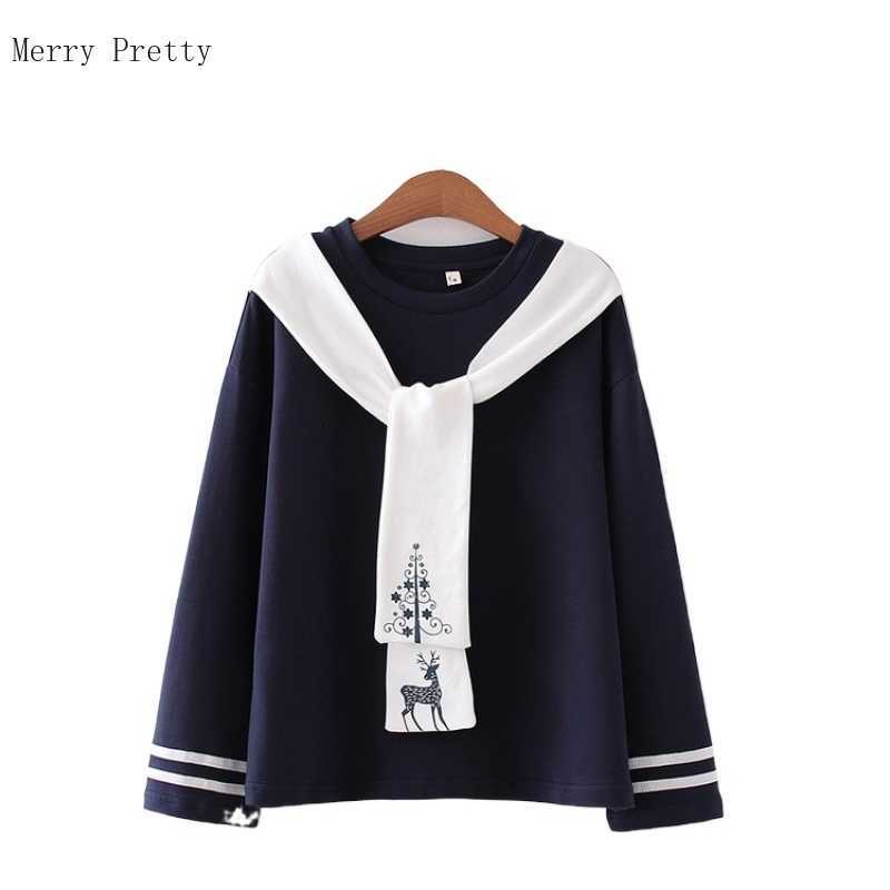 

Harakuju Cartoon Print Cotton Long Sleeve T-Shirts Women Summer O-neck Casual Loose Korean Ladies Basic Tops Tees 210526, White