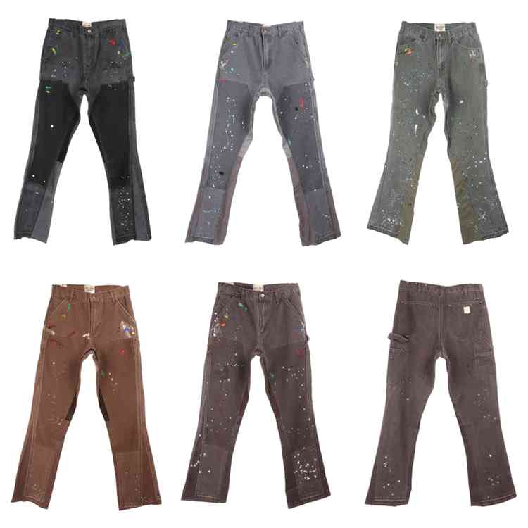 

Galery dept Virgil splash graffiti micro horn deconstruction splicing overalls jeans, Black