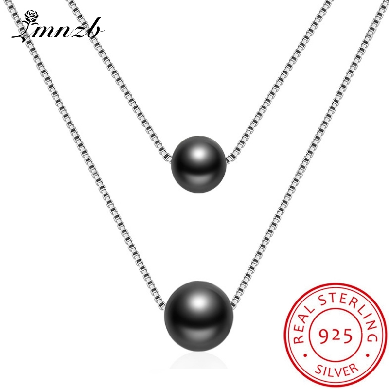 

LMNZB Solid 925 Silver Noble Double Layer Pearl Pendant Vintage Royal Short Necklace for Women Jewelry Gift LD135