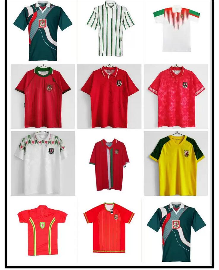 

1994 1995 1996 Wales Retro Soccer Jersey RUSH home red away green men classic Football shirt Vintage commemorate antique 94 95 96 -2XL
