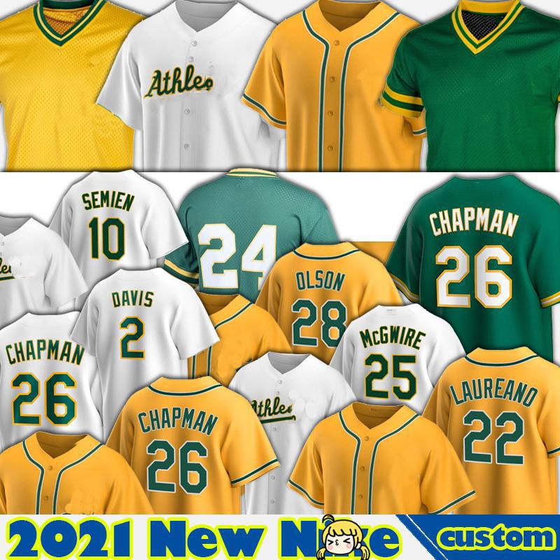 

26 Matt Chapman Jerseys OAKLAND Baseball Mark Canha Ramon Laureano Matt Olson Tony Kemp Frankie Montas Elvis Andrus Custom Quality, Blue;black