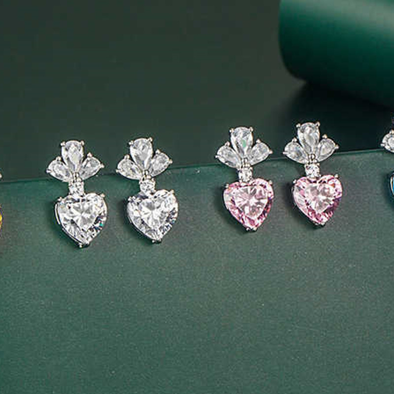 

Pendientes Estilete Plata Pendientes Corazón Colores Circón Amor De Moda