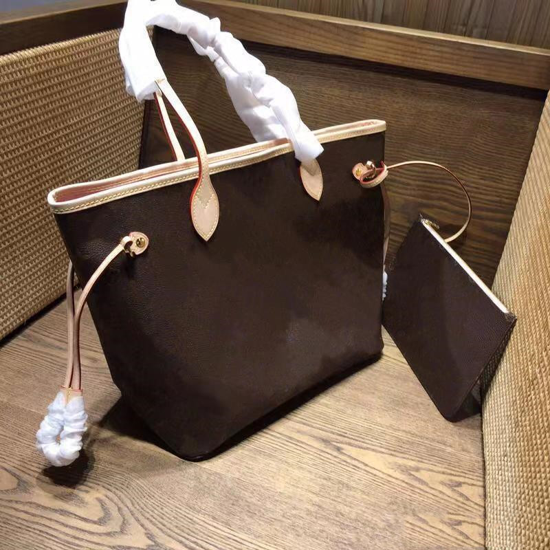 

2pcs/Set high quality totes PU leather oxidate Louisbags_18 GM women tote with Pouch shopping shoulder bag GGLVLouisVitton
