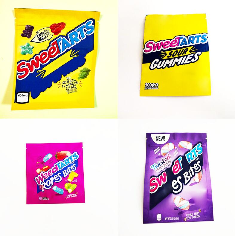 

Sweet Edibles Package Mylar Bags Chewy Arts Edible Packaging W Gusset Ropes Bites Myla Bag Zipper Lock Full Color Printed Poly Resealable Po