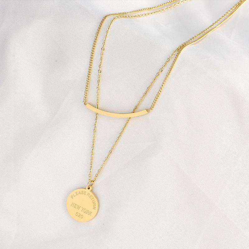 

Fashion jewelry necklaces for women No need to take off and wear titanium steel smile double-layer Necklace in bath Clavicle chain