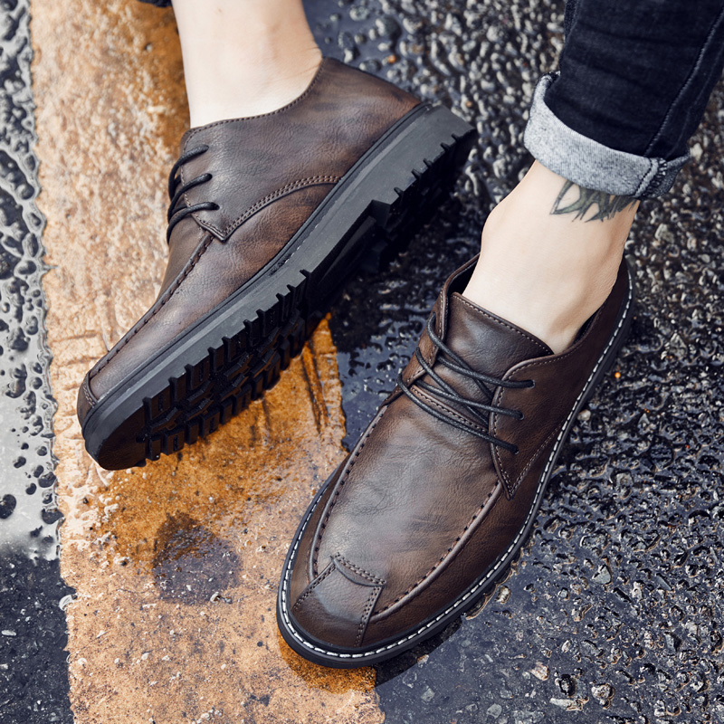 

High Quality Mens Dress Shoes Formal Business Leather Shoe Korean Trendy British Style Black Brown Khaki size Eur 38-44 Code 66-1717