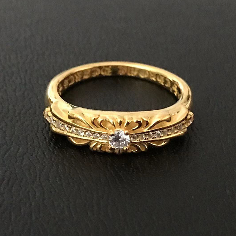 

Chrome S925 Silver Plated 22k Gold Narrow Baby Long Ring Ch Tide Brand Hearts Syjt Designer Fashion Original