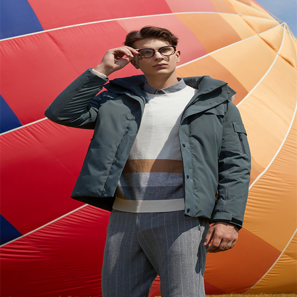 

Men' Wear Design Coat Hooded Leather Winter Windbreaker Down Heavy Jacket Fashion, Picture color