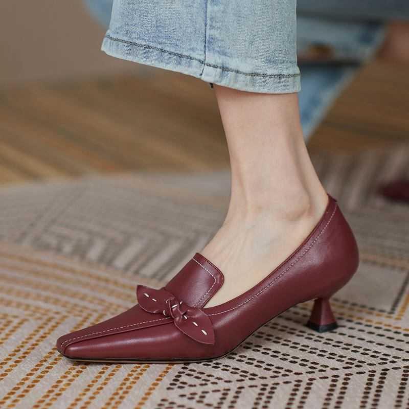 

ALLBITEFO high quality genuine leather brand high heels alons hauts femme women high heel shoes autumn/spring women heels 210611, As picture