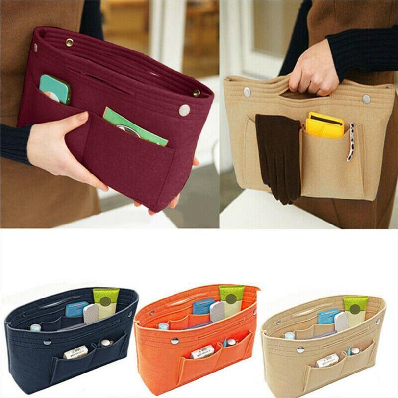 

large diameter womens organizer cosmetic bags handbag felt purse organiser pouch