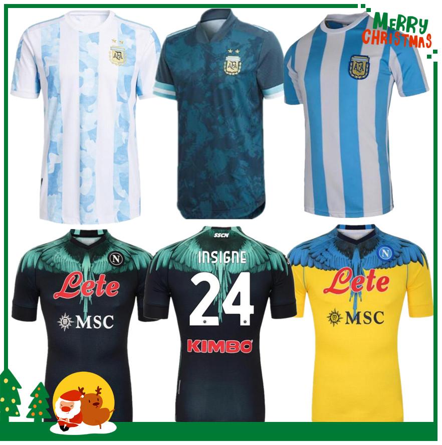 

2021 Argentina MESSI Retro 1978 1986 Maradona Soccer Jersey 20 21 Marcelo Burlon Naples Napoli Home Football Shirt Tukameng2016, Black;yellow
