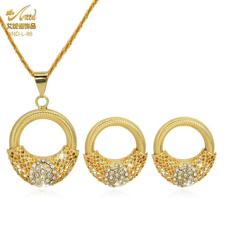 

Earrings & Necklace ANIID Earring And Neckalace Gold Jewelry Set For Women Wedding Bridal Plating Dubai Wholesale Trendy Bollywood De, As pic
