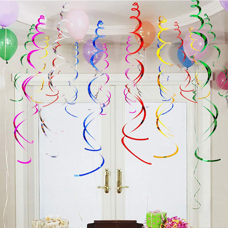 

70cm double spiral pendant wedding party site layout hanging wall decoration aluminum foil wind spin