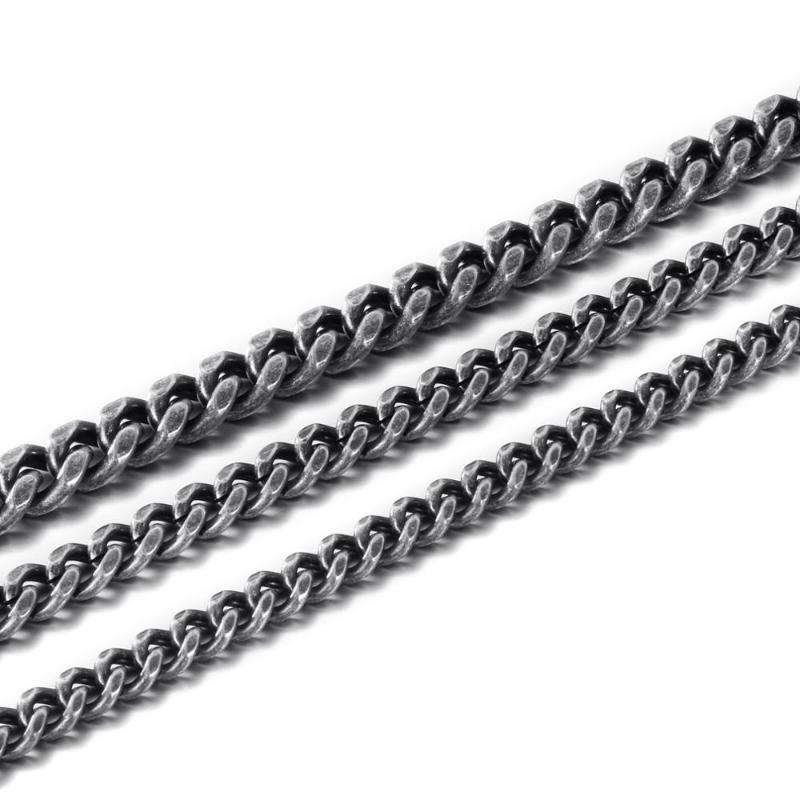 

7/8/10mm Width Vintage Hip Hop Black Color Miami Cuban Cubr Long Chain Necklace Male SELLING THE KING Chains, Silver